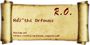 Réthi Orfeusz névjegykártya